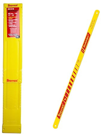 Starrett HSS Hand Hacksaw Blades - 50 Pack RS1218 Redstripe Solid High Speed Steel Straight Cut Hand Saw 300mm/12 18 TPI Cutting Edge - For Metals, Stainless Steel, Pipes