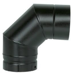 Coude a segments emaille pour poele a bois - Coude a 90 - diametre 150 - Couleur : Noir Mat