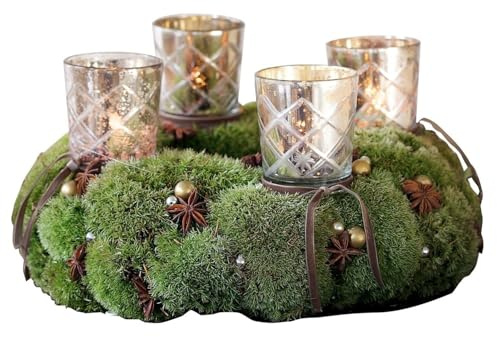 Loberon Steckwindlicht 4er Set Clara, Rautenschliff, für Teelichter, Advent, Weihnachtsdekoration, Weihnachten, Glas, Eisen, antiksilber