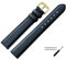 MARBURGER Uhrenarmband 14mm Leder Blau Gold XL Glatt Mit Naht - Montage Set 6601451000220