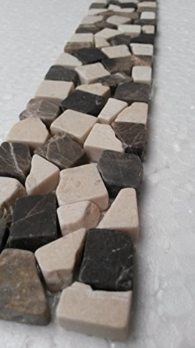 Bruchstein Mosaik Bordüre 5x30 cm Naturstein Braun Creme 8 mm Emperador Dark Crema Marfil B482