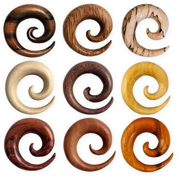 Fly Style Dehnspirale Expander Ohr Piercing aus verschiedene Holzarten, Grösse:12 mm, Modelle:Modell L