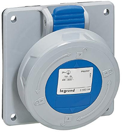 Legrand 555384 Prise à entraxes unifiés P17 IP66/67 16A, 200V~ à 250V~, 2P+T