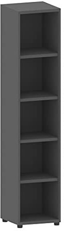 Eigentlich Holzregal Aktenregal 5 Fächer, 183x40x40cm, Anthrazit | Regal Standregal Bücherregal Büroeinrichtung Büromöbel, höhenverstellbare Regalböden, Made in Germany