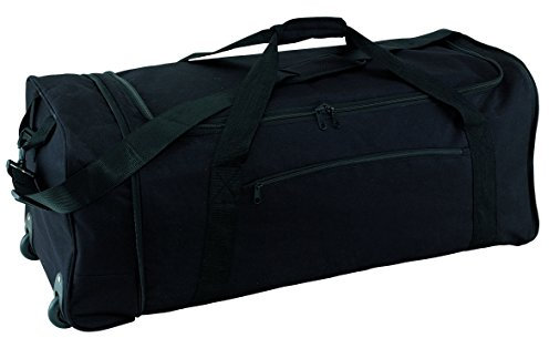 Preiswert&Gut Reisetasche mit Rollen faltbar und als großer Trolley nutzbar, Sporttasche mit Leichtlauf Skaterrollen und Schultergurt, 81 cm schwarz