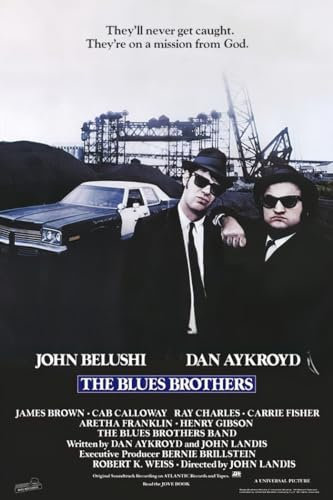 ES Blues Brothers Poster | Dan Akroyd, John Belushi | They'll never get caught. They're on a mission from God | Filmplakat mit Zitat | Für Sammler & Musikfans |61x91,5 cm