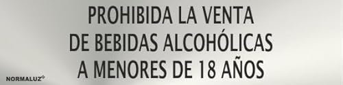 Normaluz RD707056 - Señal Adhesiva Rectangular Prohibida La Venta De Bebidas Alcoholicas A Menores De 18 Años Acero inoxidable Adhesivo 0,8 mm 5x20 cm