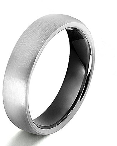 Gemini - Unisex für Ihn oder Sie zweifarbiger matter und polierter Titan Ehering, Breite 5mm - Titanium, U 1/2