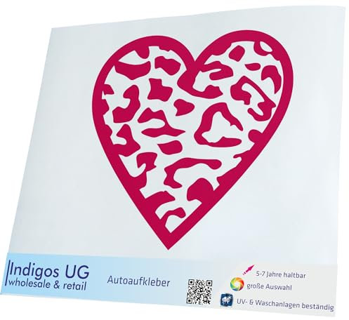 INDIGOS UG Auto Aufkleber Auto - 120x110 mm - Leopard - pink - konturgeschnittener Autoaufkleber ohne Hintergrund - Selbstklebender Sticker für Auto, Fenster, Bus oder LKW - UV-beständig & wetterfest