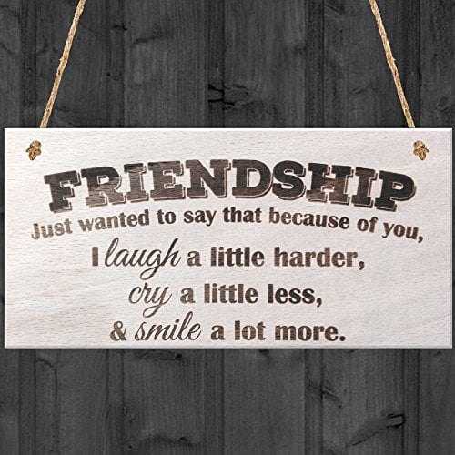 Red Ocean Friendship Just Wanted To Say That Because Of You I Laugh A Little Harder Cry A Little Less & Smile A Lot More Wooden Hanging Plaque Best Friends Gift Sign