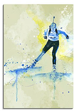 Paul Sinus Art Biathlon II 90x60cm SPORTBILDER Splash Art Wandbild Aquarell Art