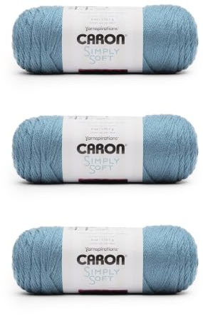Caron Simply Soft Solids Yarn (4) Medium Gauge 100% Acrylic - 6 oz - Light Country Blue - Machine Wash & Dry
