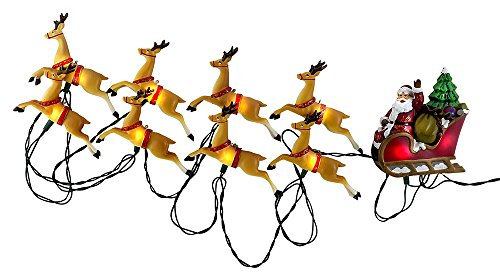 Kurt Adler flammig Santa Schlitten und Rentier Light Set