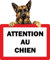 Akachafactory Autocollant Sticker Portail Porte Attention au Chien Berger Allemand Panneau