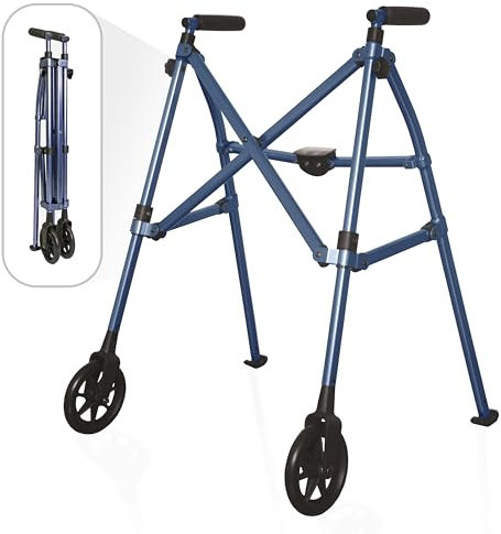 Able Life Space Saver Walker, Faltbar Verstellbare Gehrahmen mit Vorderrädern für Senioren, Gehhilfe mit Festen Rädern, Kobaltblau