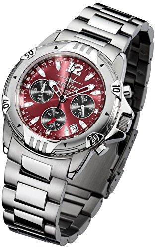 FIREFOX AIRFIGHTER FFS02-105 Sunray rot Chronograph massiv Edelstahl Sicherheitsfaltschließe Herrenuhr Armbanduhr 10 ATM wasserdicht