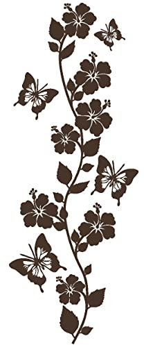 Samunshi® Blumenranke Wandtattoo lang 27 x 70cm braun