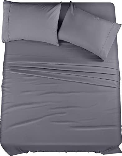 Utopia Bedding Queen-Bettwäsche-Set – 4-teiliges Bettwäsche-Set – gebürstete Mikrofaser – schrumpffrei und lichtbeständig – pflegeleicht (Queen, Grau)
