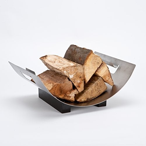 Inglenook Contemporary Stainless Steel Log Wood Basket Cradle