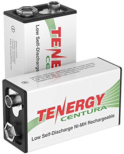 Tenergy Centura 9V NIMH Rechargeable Batteries, 200mAh Low Self-Discharge Square Battery for Smoke Alarm/Detector, 2 Pack