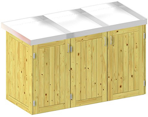 BINTO Holz Mülltonnenbox System 3P - für drei Mülltonnen inkl. Pflanzschalen - 5109