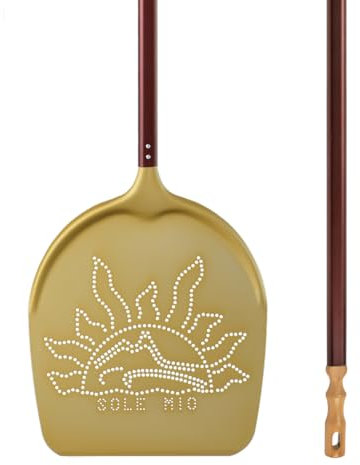 Lilly Codroipo Poêle à pizza perforée en aluminium 33 cm/h 170 cm Doré/marron