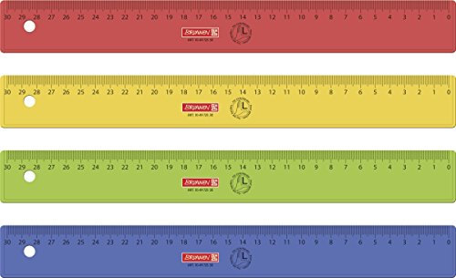 Brunnen Baier & Schneider Brunnen 104972530 Lineal für Linkshänder für Schule und Büro 30 cm, 4 verschiedene Farben)