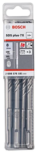Bosch Professional 10tlg. Hammerbohrer SDS Plus-7X (für Beton und Mauerwerk, 8 x 100 x 165 mm, Zubehör Bohrhammer)