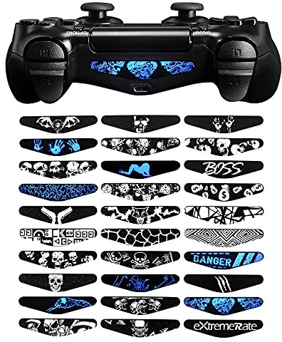 eXtremeRate 30 Stück Light Bar Stickers Decal Aufkleber Sticker Licht Bar Abziehbild für ps4,für ps4 Pro,für ps4 Slim Controller
