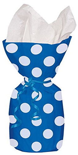 Pack of 20 Blue Polka Dot Cellophane Bags with Ties Christmas Gifts Paper Wrap Hen Party Wedding Birthday Favours Box