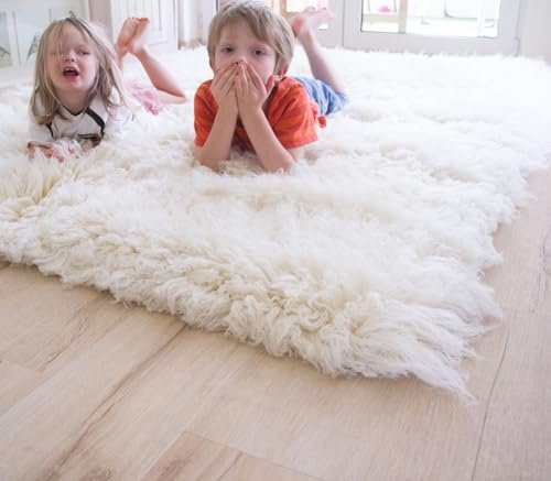 Steffensmeier Flokati 3000 Teppich Natur | original griechischer Hirtenteppich Hochflor | 100% Schurwolle aus Neuseeland, Größe: 90x160 cm