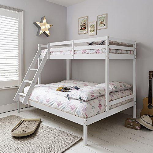 Noa and Nani Kids Triple Bunk Bed With Single and Double Frame In Classic White