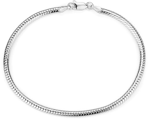 Materia - Bracciale Beads in argento 925, catena a serpente, con chiusura a moschettone, 17-23 cm, 3 mm, con scatola #SA-7. e argento, cod. #SA-7