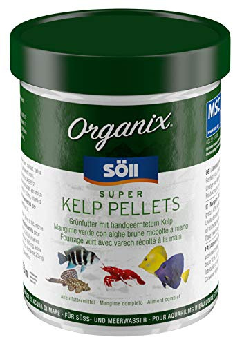 Söll 81910 Organix Super Kelp Pellets, 270 ml - Zierfischfutter mit Spurenelementen, Vitaminen, Proteinen und essenziellen Fettsäuren für Pflanzenfresser im Süß- und Meerwasseraquarium