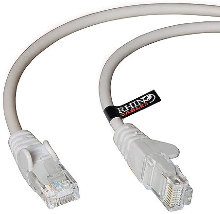 rhinocables CAT 5e High-Speed Ethernet Cable - Reliable LAN Network RJ45 Cable for Fast Internet & Data Transfer | Durable WiFi Broadband Cable for Gaming & Streaming, (50m, Grey, Pack of 1)