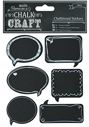 Papermania 24 Kreide Craft Sprechblasen Tafel Aufkleber, Schwarz
