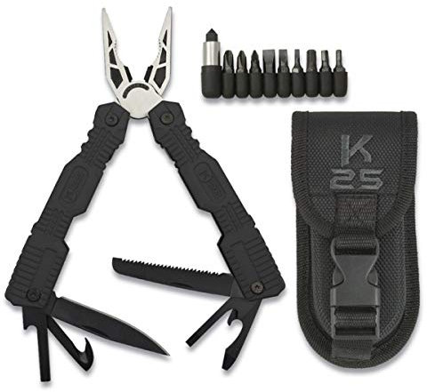 RUI K25 33787. Pinces multi-usages. Poignée: caoutchouté. Lames Acier inoxydable. 19 utilisations. Taille totale: 17 cm. Il comprend pointe rompevidrio. Gaine en nylon