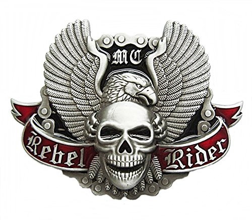 Gürtelschnalle Buckle Gürtelschliesse Rebel Rider Adler Totenkopf Biker
