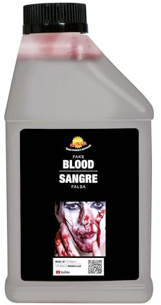 FIESTAS GUIRCA | Bote de Sangre Falsa (475 ml) - Maquillaje de Halloween para Disfraces y Decoración - Ideal para Fiestas Temáticas, Carnaval y Eventos de Terror - Pintura de Sangre Falsa- Rojo