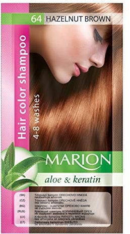 Marion Hair Color Shampoo in Sachet Lasting 4-8 Washes - 64 - Brown Nuts