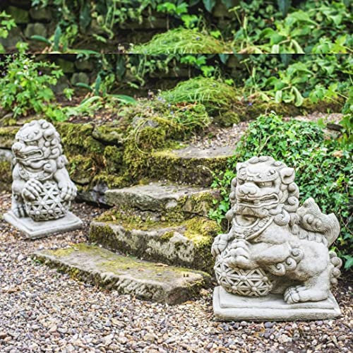 Stunning Pair of Large Solid Cast Foo Dogs Garden Statue Ornaments BU11 140KGS