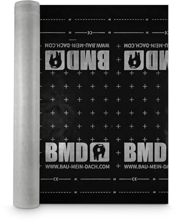 BMD 150g/m² Unterspannbahn 75m² | 1,5m x 50m | diffusionsoffene Fassadenbahn | sd-wert 0,02 m | wasserdichte & reißfeste Schalungsbahn mit CE-Siegel | schlagregensicher | Behelfsdeckung
