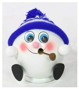 Dekohelden24 Räucherfigur Schneeball mit hellblauer/weisser Strickmütze