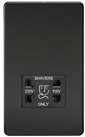Knightsbridge SF8900MB Screwless Dual Voltage Shaver Socket in Matt Black, 5.0 mm*148.5 mm*47.5 mm