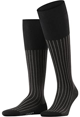 FALKE Men's Shadow M Kh Cotton Long Patterned Knee-High Socks 1 Pair, Grey Grey-White 3030, 10-11
