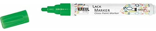 KREUL 47014 - Lackmalstift medium grün, mit Rundspitze Strichstärke 2 - 4 mm zum Gestalten, Beschriften und Verzieren von kleinen, originellen Geschenken, Karten, uvm.