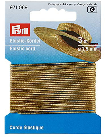 Prym Elastic-Kordel, 1,5 mm, 3 m, goldfarbig, 80% ED 20% ME, Gold, Ø, 971069-1