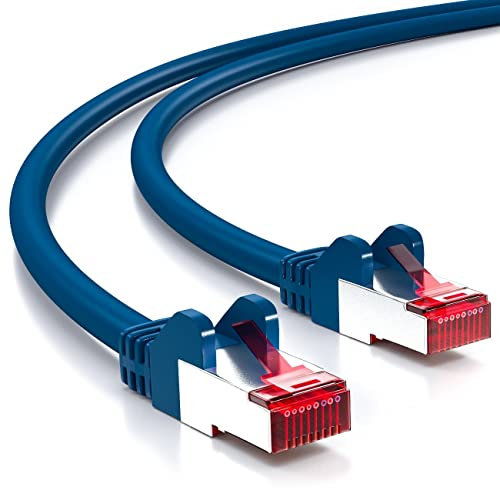 deleyCON 10m CAT6 Cable de Red - S/FTP PIMF Blindaje CAT-6 RJ45 Ethernet Cable de Conexión - LAN DSL Módem Los Paneles de Parcheo - Azul