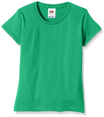 Fruit of the Loom Girls Sofspun T-Shirt, Kelly Green, 12-13 Years (Manufacturer Size:34)