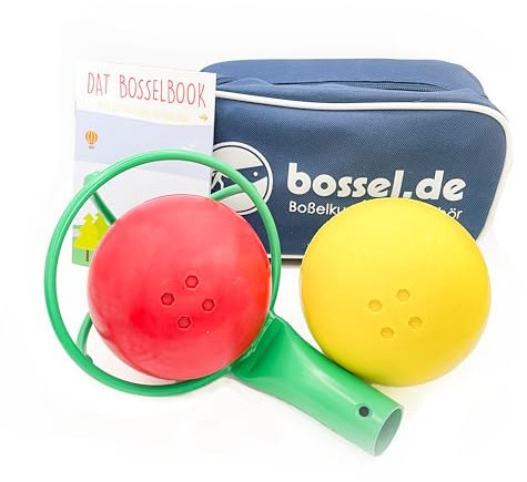 Boßelset Boßelkugeln 2 Stück, Kraber und Tasche (gelb/rot)